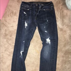 navy blue american eagle blue ripped jeans
